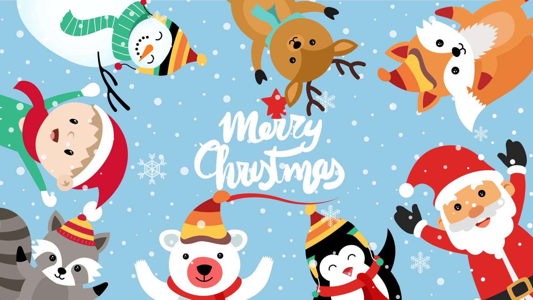 Merry Christmas cartoon cute illustration. vector