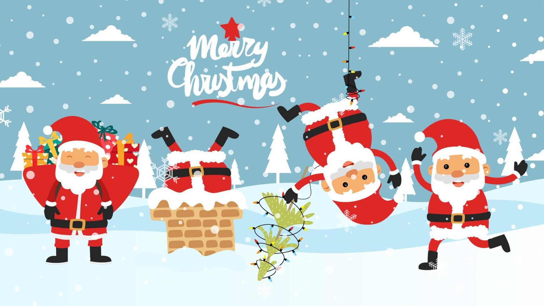 Merry Christmas cartoon cute illustration. vector