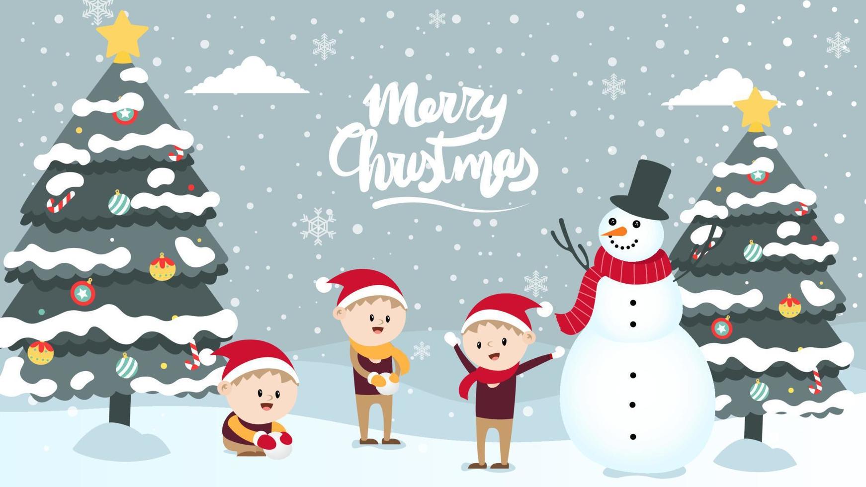 Merry Christmas cartoon cute illustration. vector