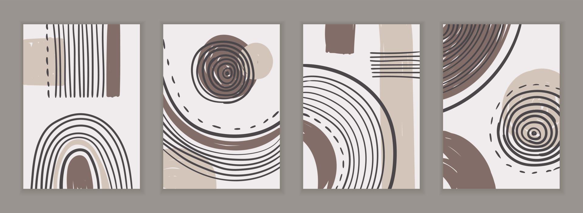 FOUR VECTOR POSTERS WITH AN ABSTRACT PLOT IN BEIGE COLORS