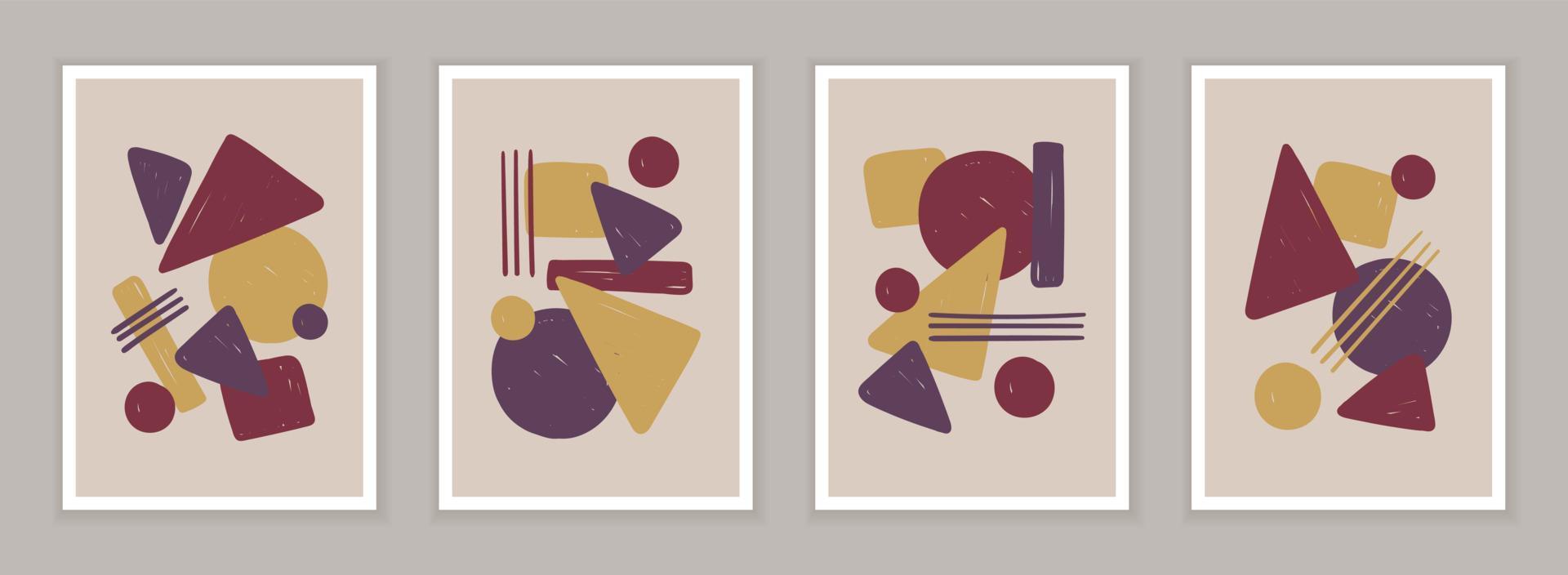 FOUR VECTOR POSTERS WITH GEOMETRIC SHAPES