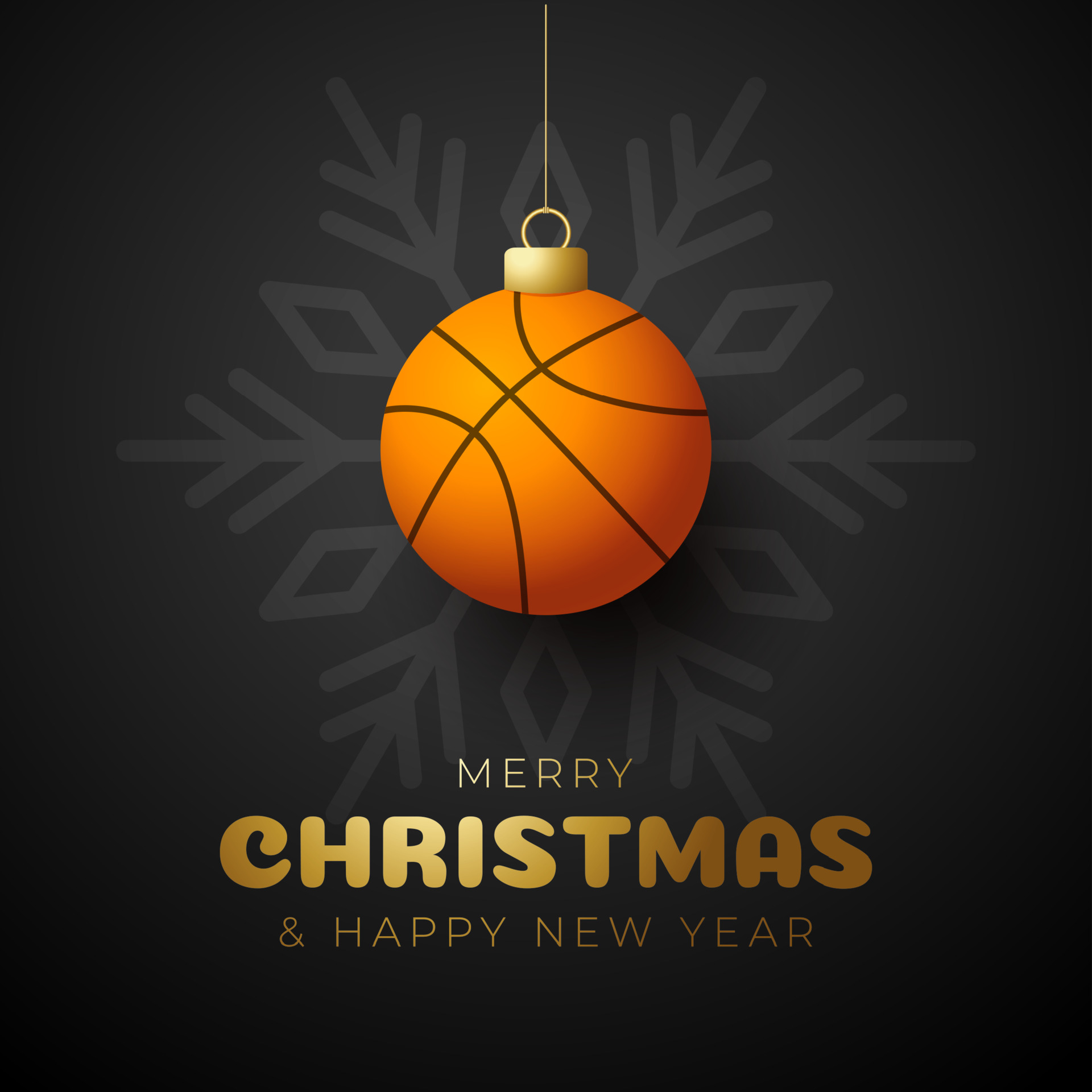 Merry Christmas and Happy New Year luxury Sports greeting card. Basketball  ball as a Christmas ball on black background. Vector illustration Stock  Vector Image & Art - Alamy