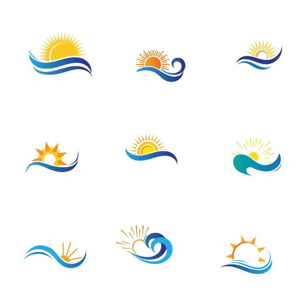 sun and water wave-08 vector