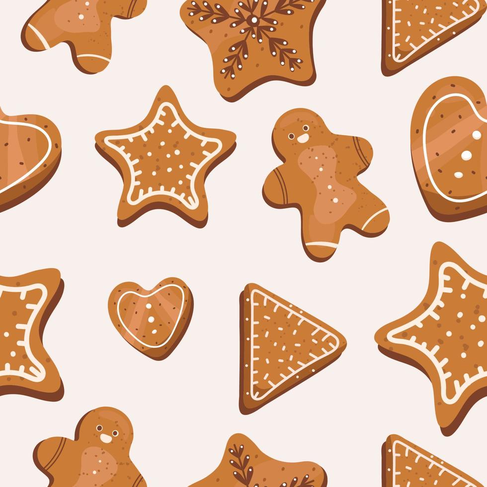 christmas seamless pattern with gingerbread vector illustration