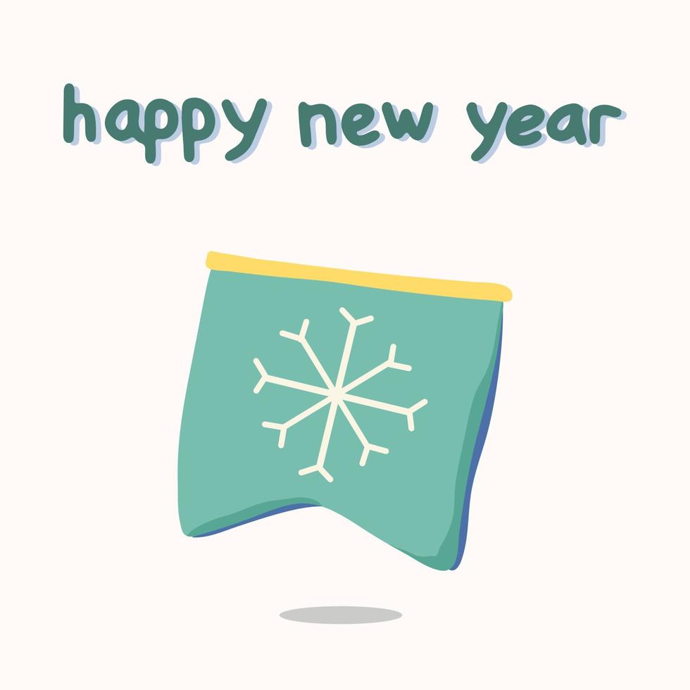 Flag with a snowflake greeting card with the inscription Happy New Year vector