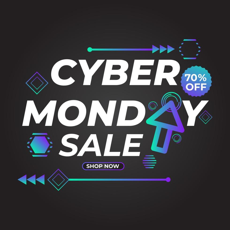 promoción de publicación de redes sociales de venta de cyber monday de gradiente brillante vector