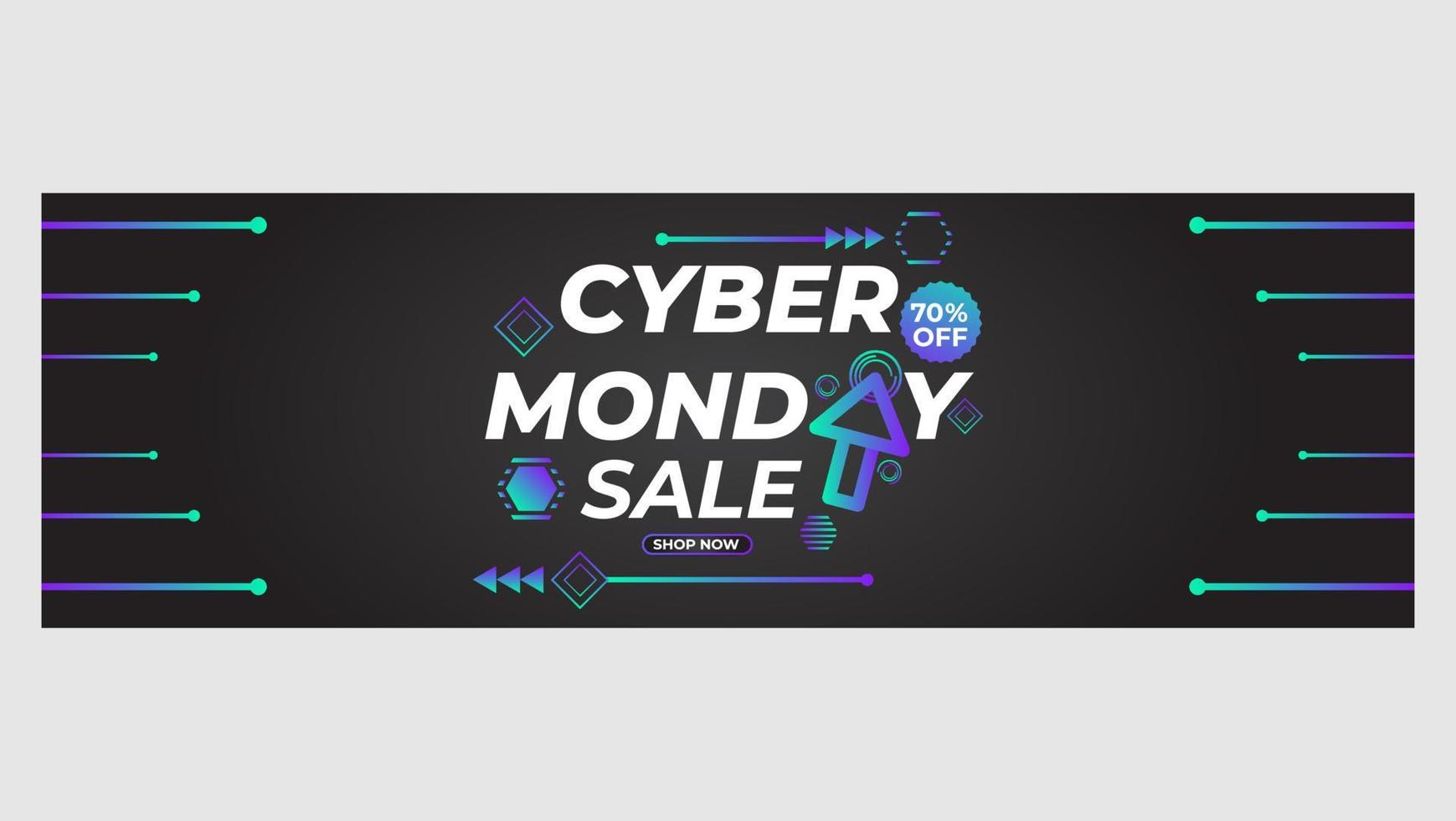 bright gradient cyber monday sale promotin banner vector