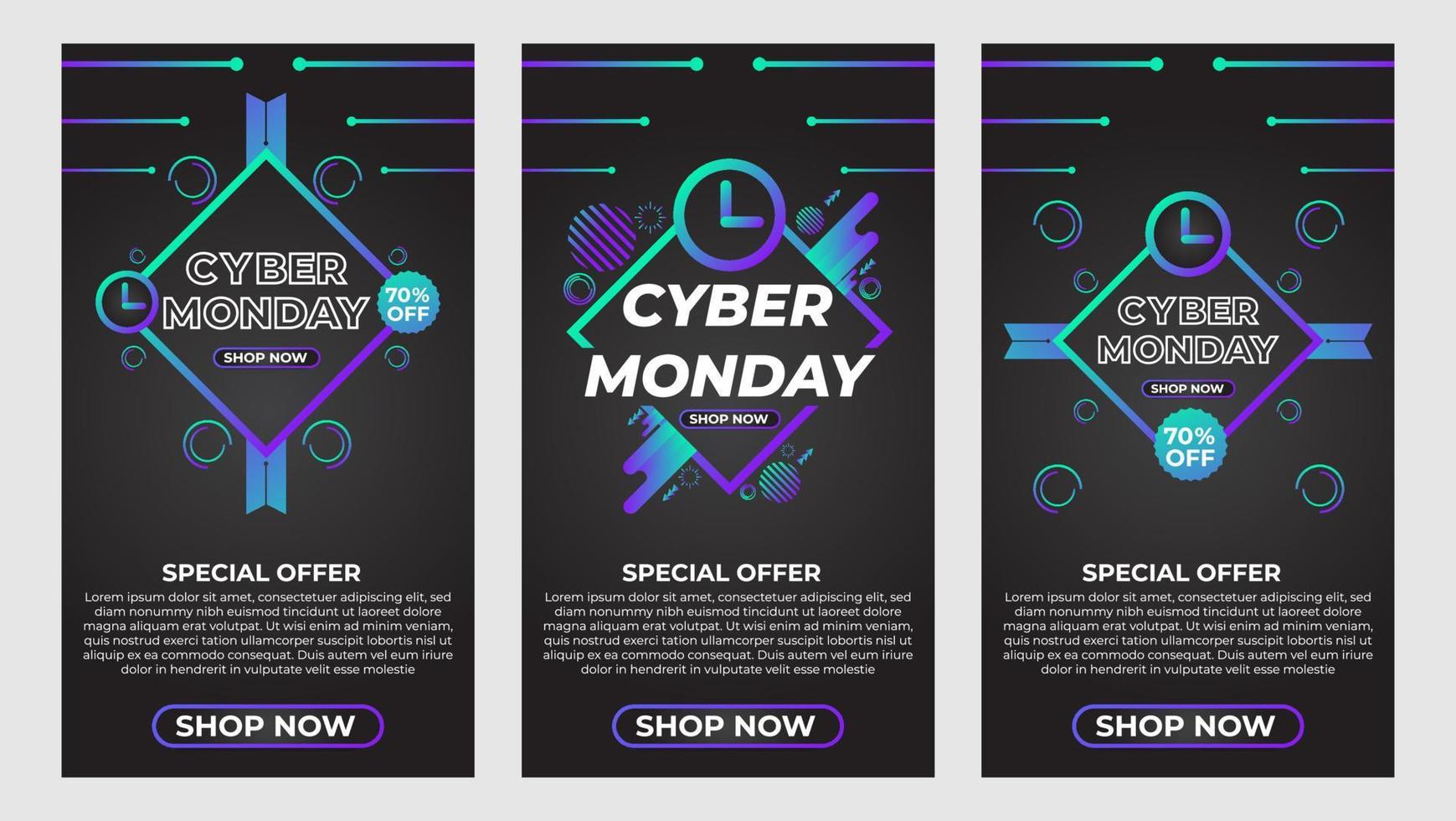 cyber monday social media stories promotion collection vector