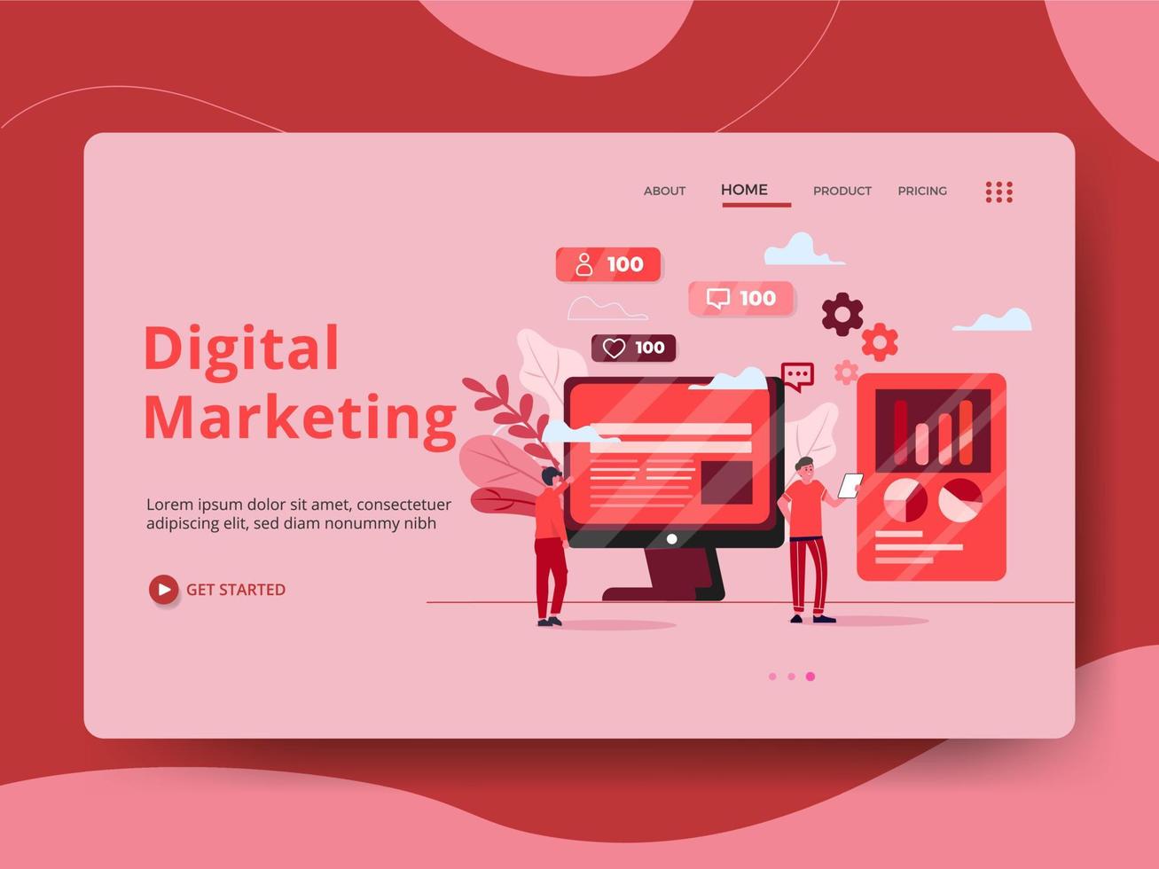 Digital Marketing Landing Page vector