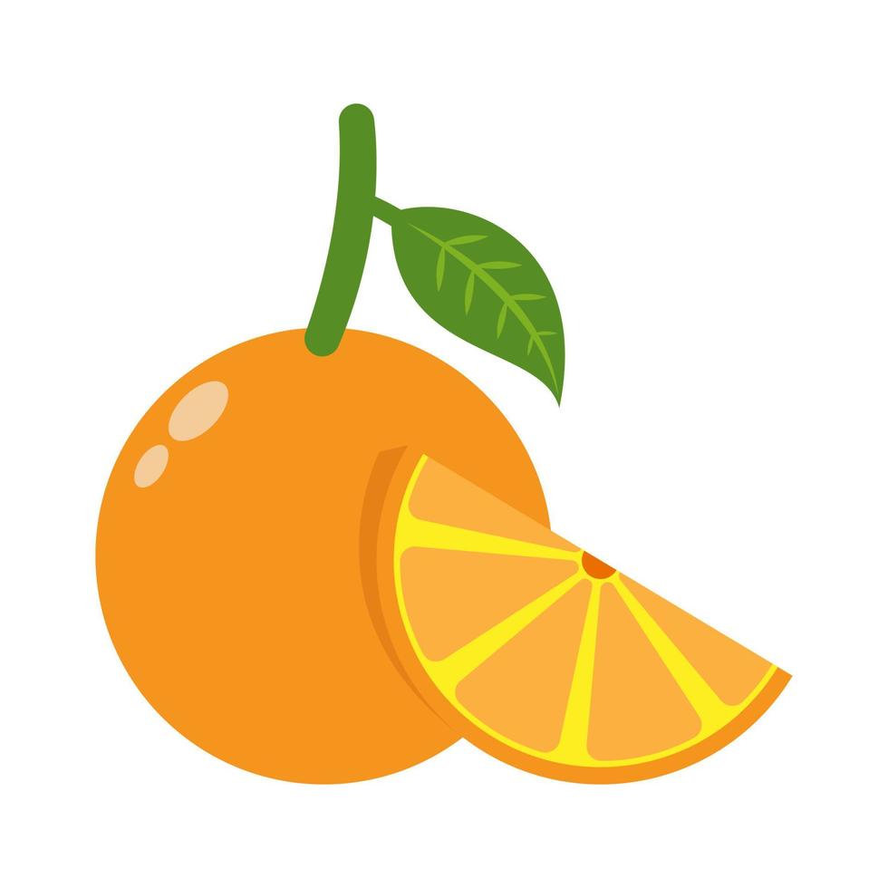 Vector illustration of orange fruit cut icon