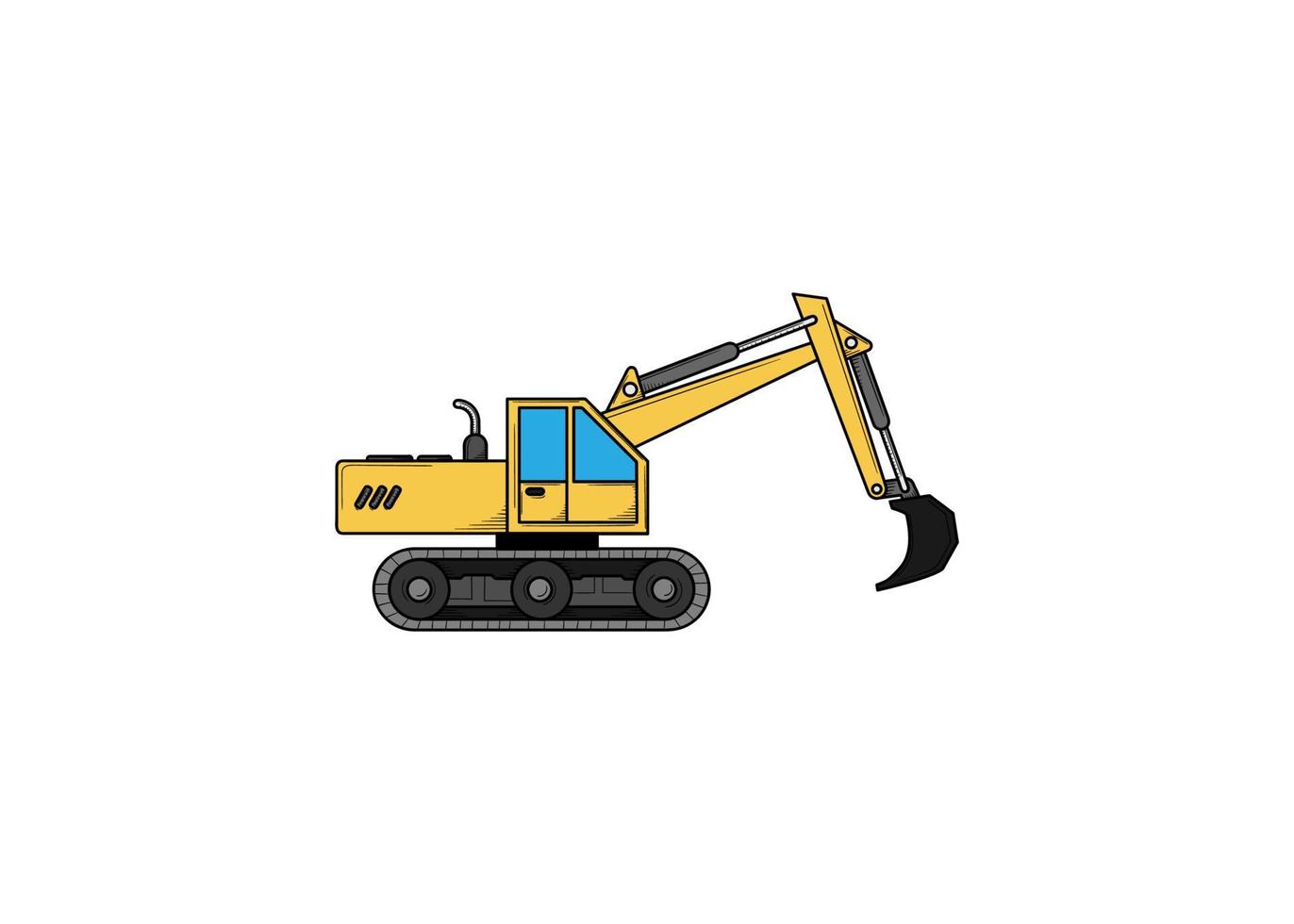 Excavator heavy vehicle hand drawn sketch illustration vector design
