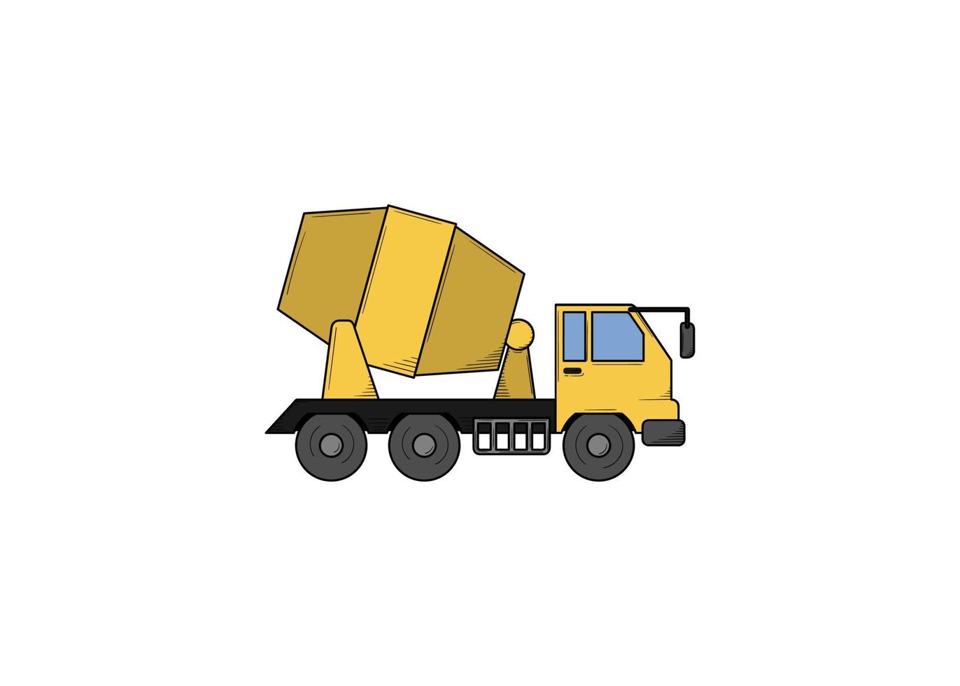 Cement truck hand drawn sketch illustration vector design