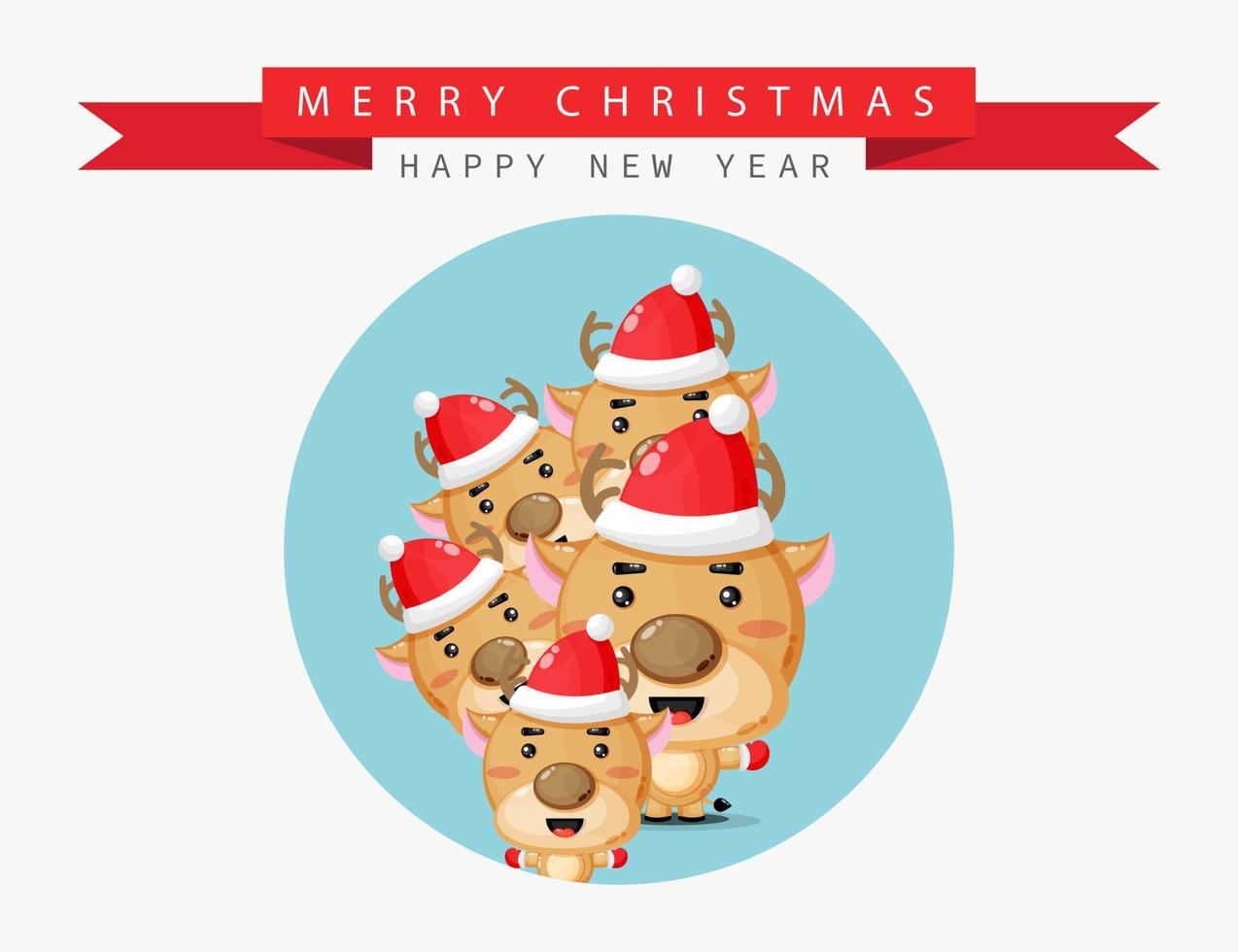 Cute reindeer wearing christmas costume with christmas greeting vector