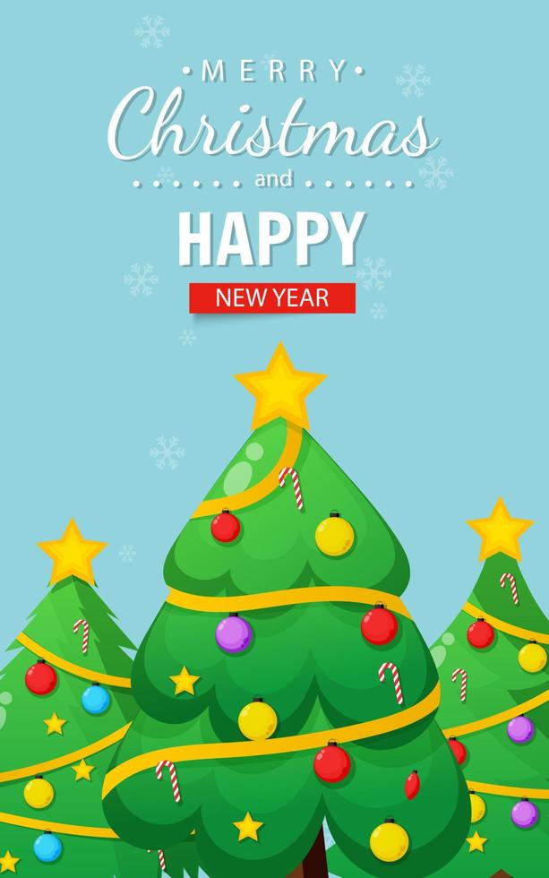 Merry christmas card with christmas tree vector