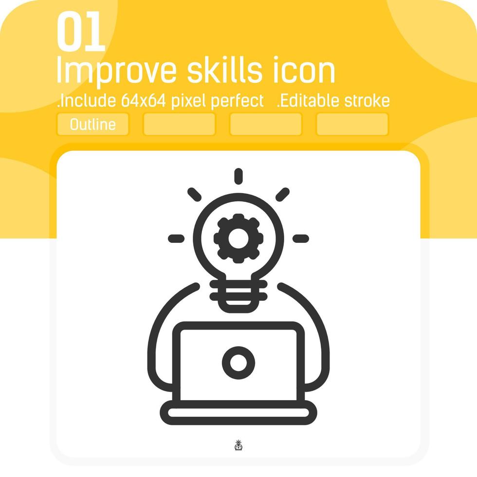 improve skills premium icon with outline style isolated on white background. Vector illustration improvement concept design template for graphic, web design, mobile app, logo, UI, UX, project and work