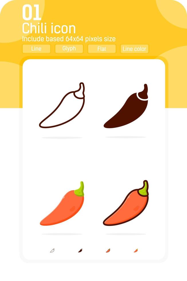 Hot chili premium icon isolated on white background. Simple vector design illustration chili symbol design template for food, vegetable and all project. Include 64x64 pixel perfect. Editable size