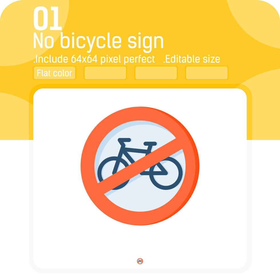 No bicycle sign with high quality flat color style isolated on white background. Vector illustration trendy element thin flat sign icon for ui, ux, web, transport, logo, mobile apps and all project