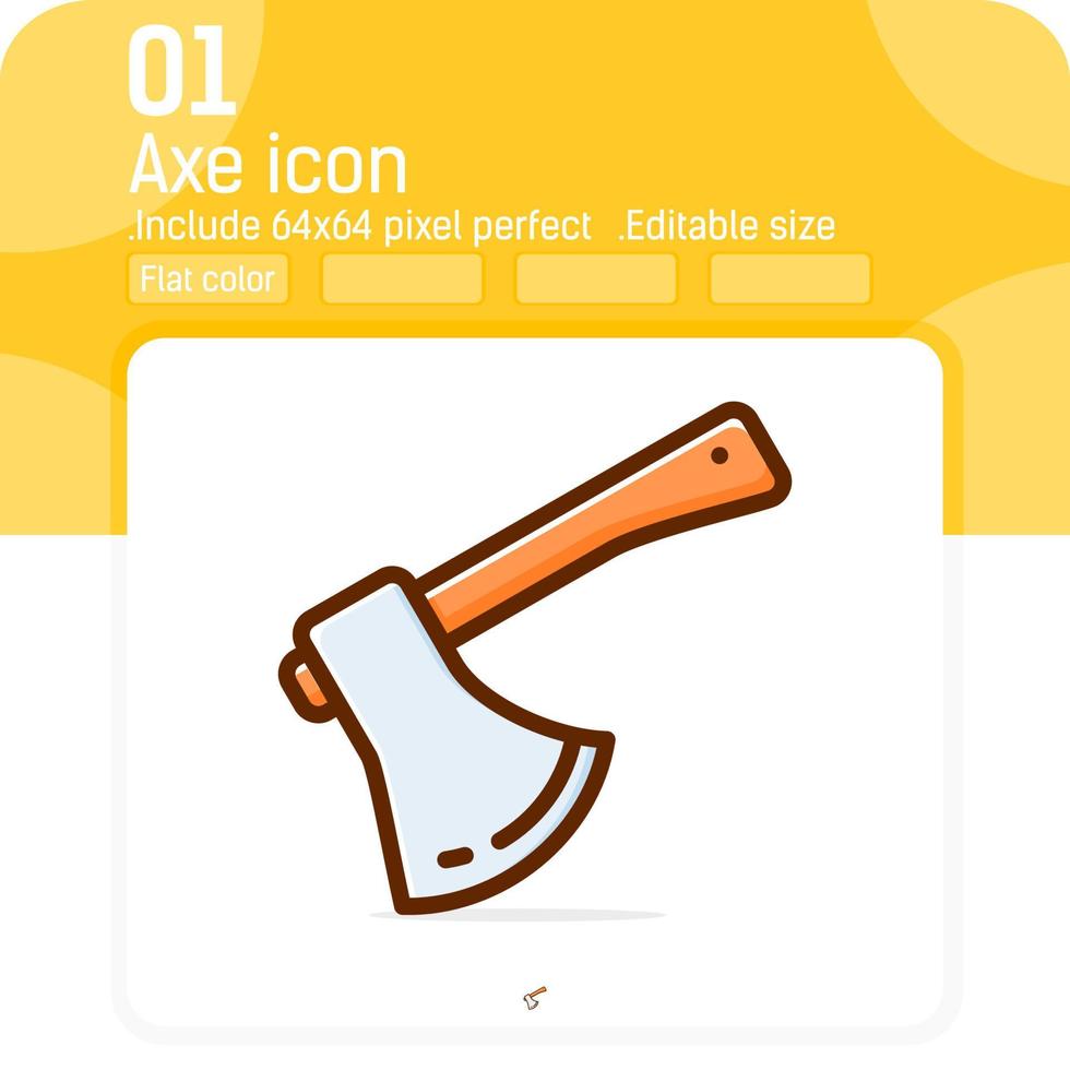 icono de hacha de herramienta de carpintero con estilo plano de alta calidad aislado sobre fondo blanco. icono de signo de hacha de ilustración para construcción, decoración, servicios de reparación, cerrajero, carpintero, capataz y proyecto vector