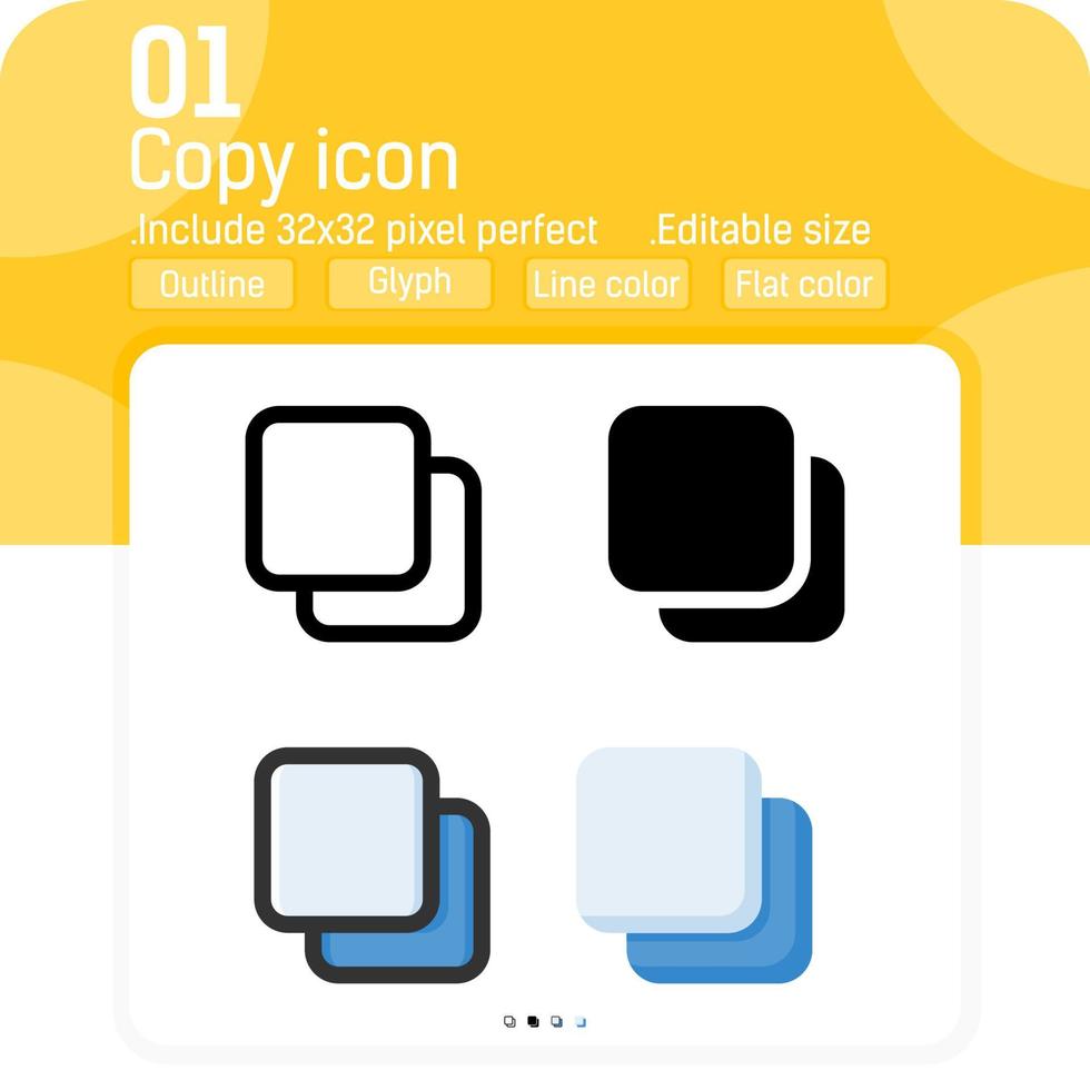 Various clone icon with outline style isolated on white background. Vector illustration copy flat style element thin sign symbol icon for ui, ux, web, logo, technology, mobile apps and all project