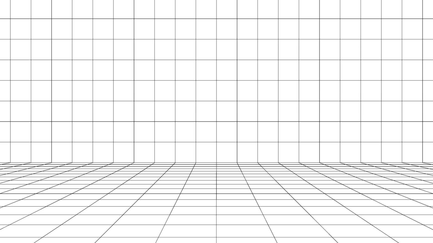 Caja de pared digital fondo blanco con superficie de color de línea de espacio de cuadrícula negra. tecnología cibernética de red. banner, portada, terreno, ciencia ficción, estructura metálica y relacionados con el fondo. vector
