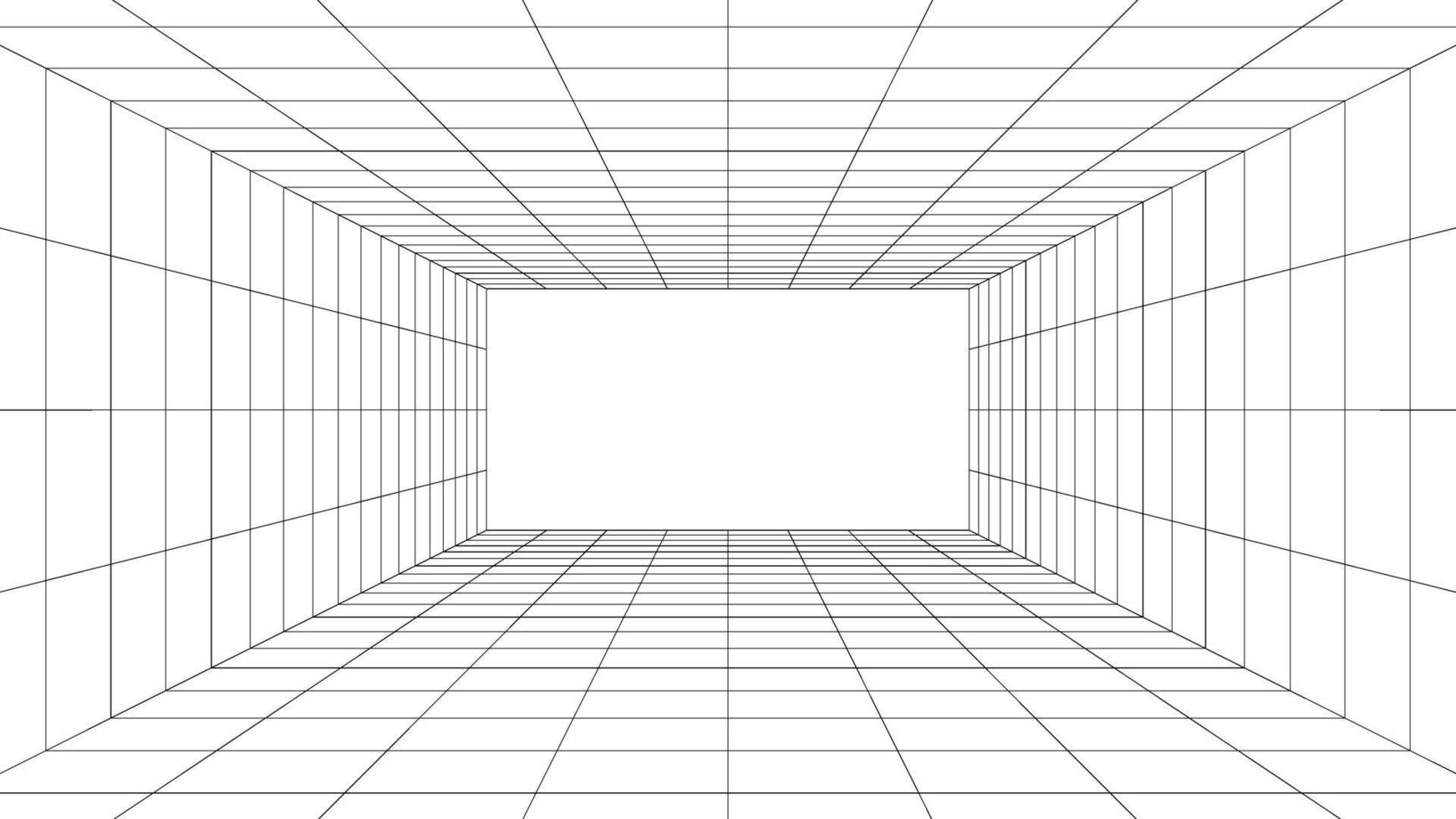 Futuristic digital hallway space blanks white color background with black grid space line color surfaces. Cyber, technology, banners, covers, terrain, sci-fi, frames, and related background. vector