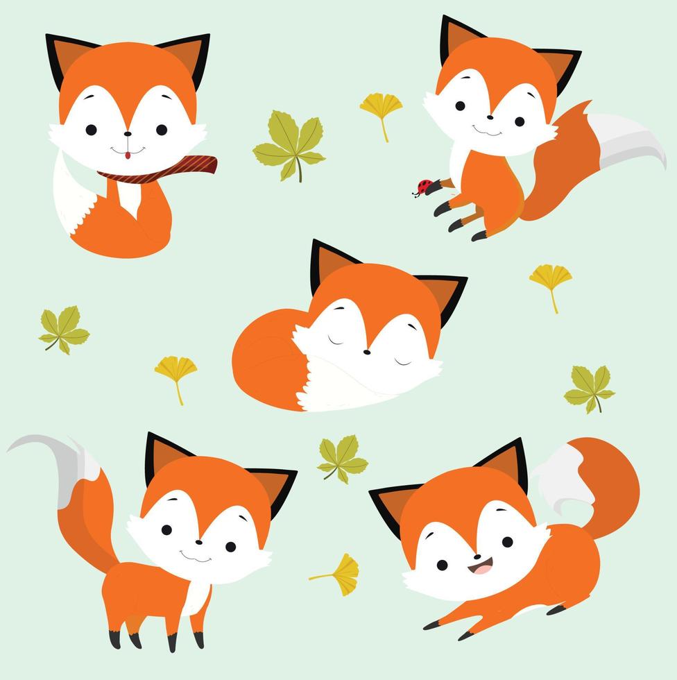 Cute baby fox vector