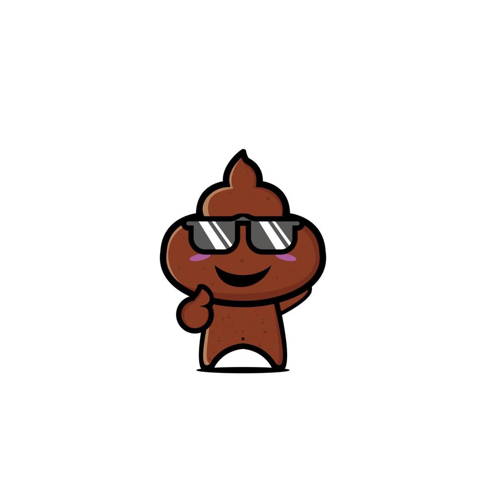 Poop cute character flat cartoon. vector illustration icon design funny