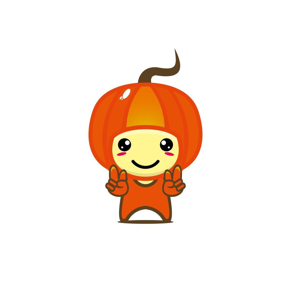 Caricatura de personaje de calabaza divertido lindo. Ilustración de estilo plano de personaje de dibujos animados de vector. aislado sobre fondo blanco vector