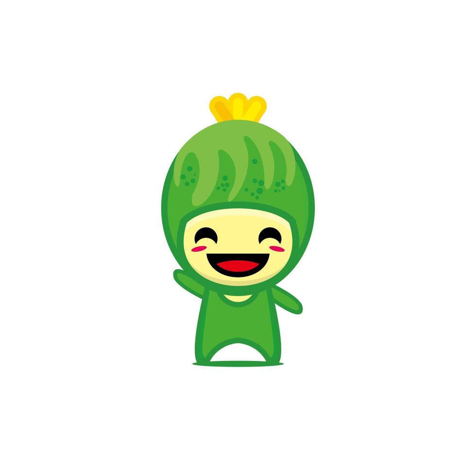 Cute smiling funny cucumber character. Vector kawaii vegetable character cartoon illustration. Isolated on white background