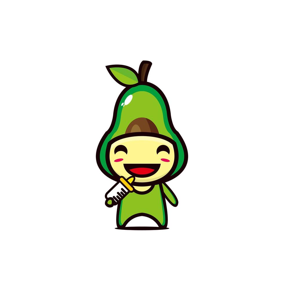 lindo aguacate feliz sonriendo gracioso. Ilustración de personaje de dibujos animados de estilo plano de vector. aislado sobre fondo blanco vector