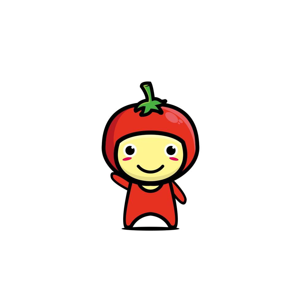 lindo personaje de dibujos animados de tomate. estilo plano simple del diseño de la ilustración del personaje de dibujos animados. ilustración sobre fondo blanco vector