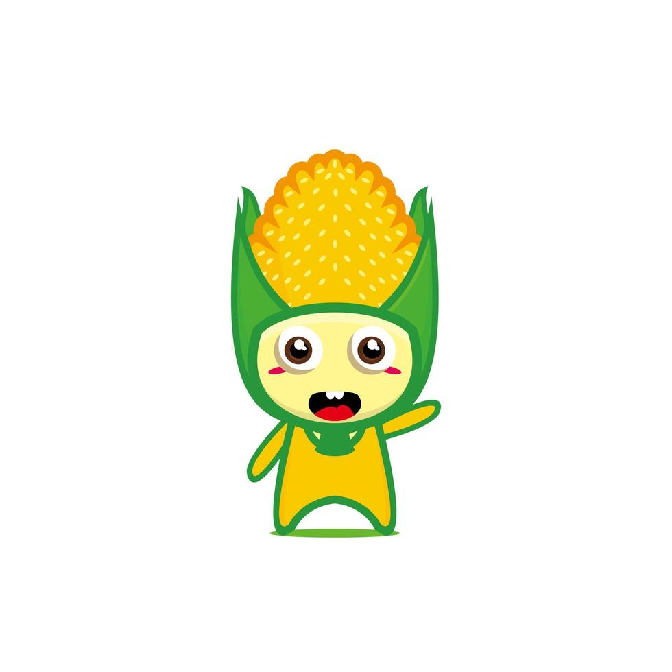 Cute funny corn vegetable character. Vector cartoon kawaii character illustration design. Isolated on white background