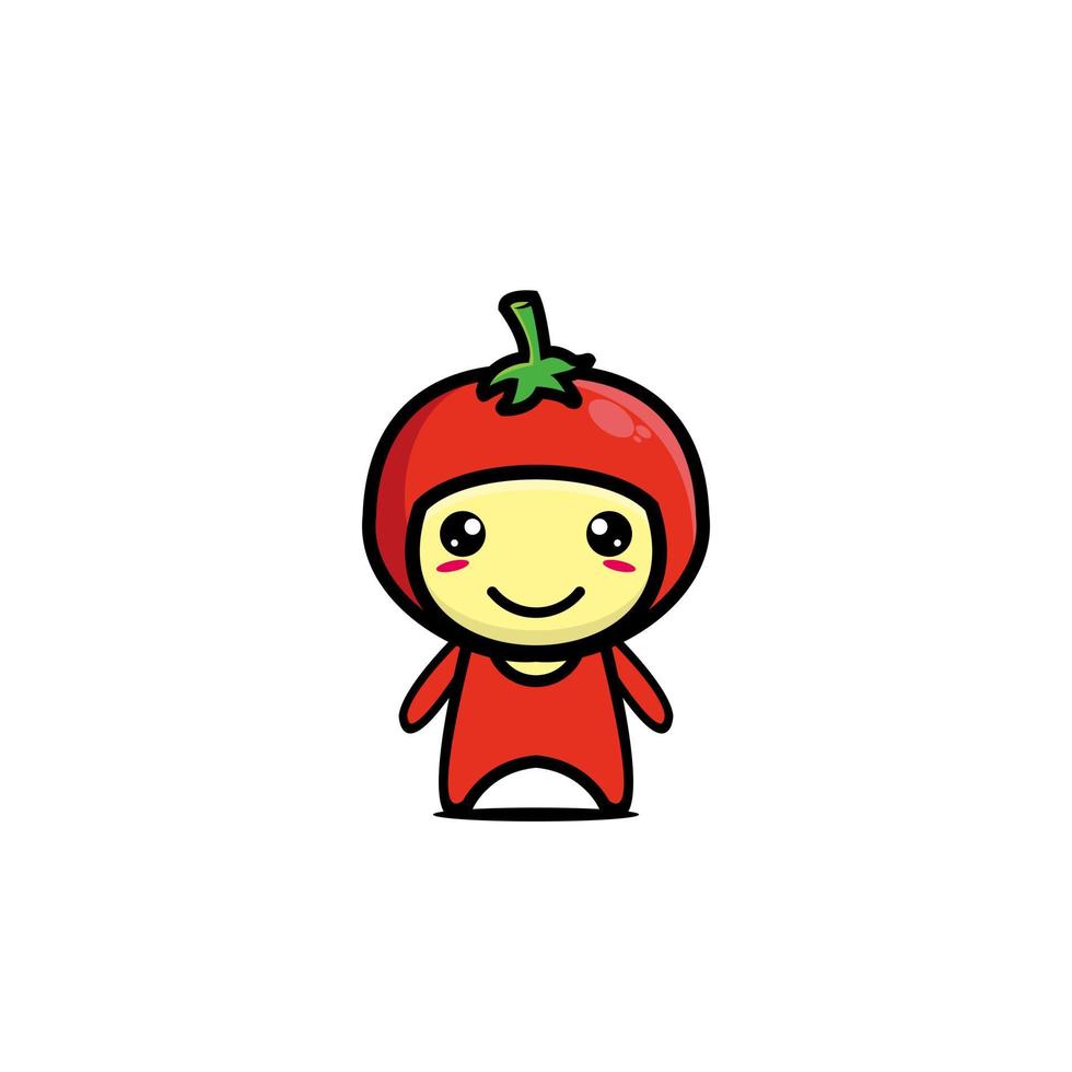 Cute tomato cartoon character. Cartoon character illustration design simple flat style. Illustration on white background vector