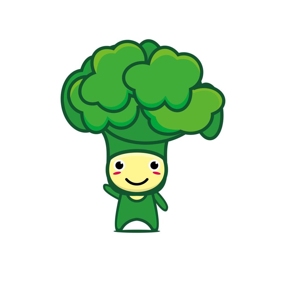 lindo personaje divertido brócoli vegetal. Diseño de ilustración de personaje de kawaii de dibujos animados de vector. aislado sobre fondo blanco vector