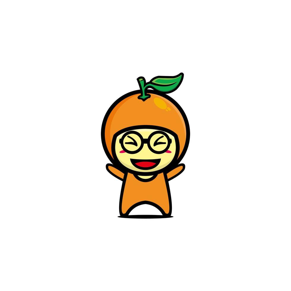 lindo personaje de dibujos animados naranja. diseño de ilustración de personaje de dibujos animados de estilo plano simple. aislado sobre fondo blanco vector