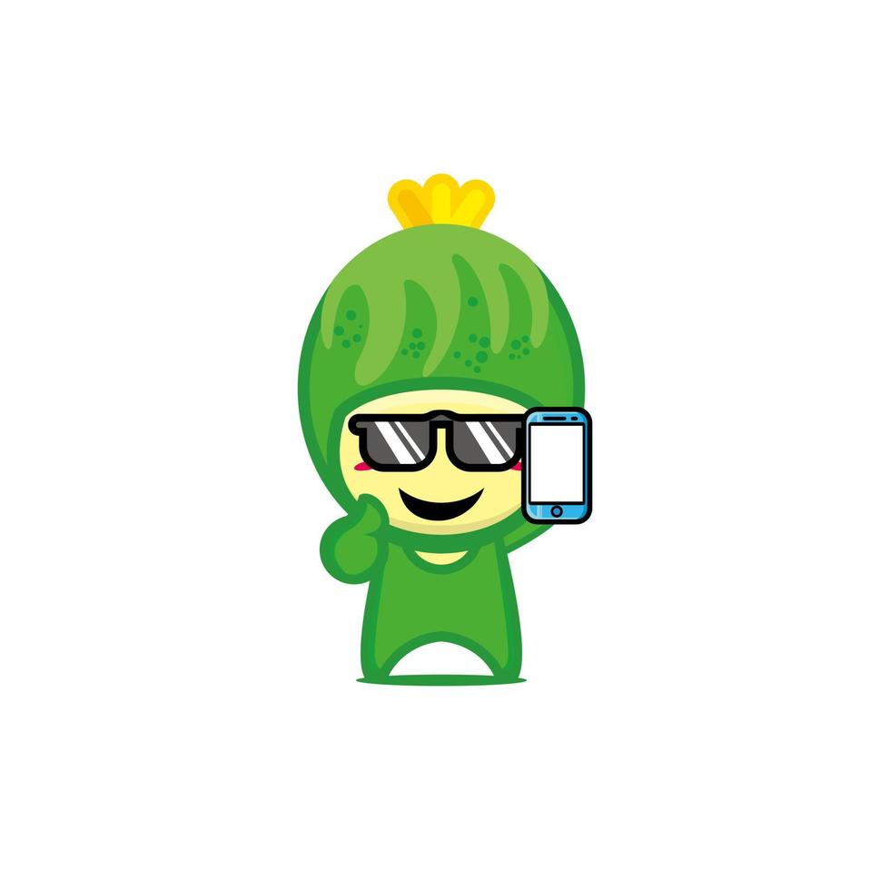 lindo personaje de pepino divertido sonriente. Vector ilustración de dibujos animados de carácter vegetal kawaii. aislado sobre fondo blanco