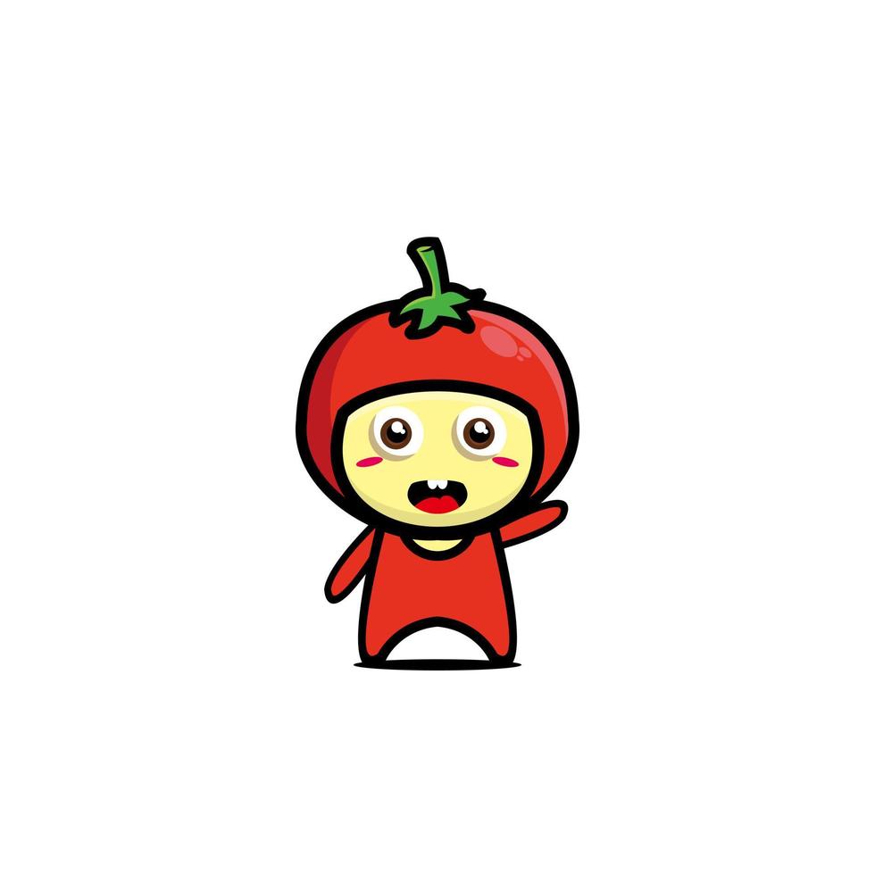 lindo personaje de dibujos animados de tomate. estilo plano simple del diseño de la ilustración del personaje de dibujos animados. ilustración sobre fondo blanco vector