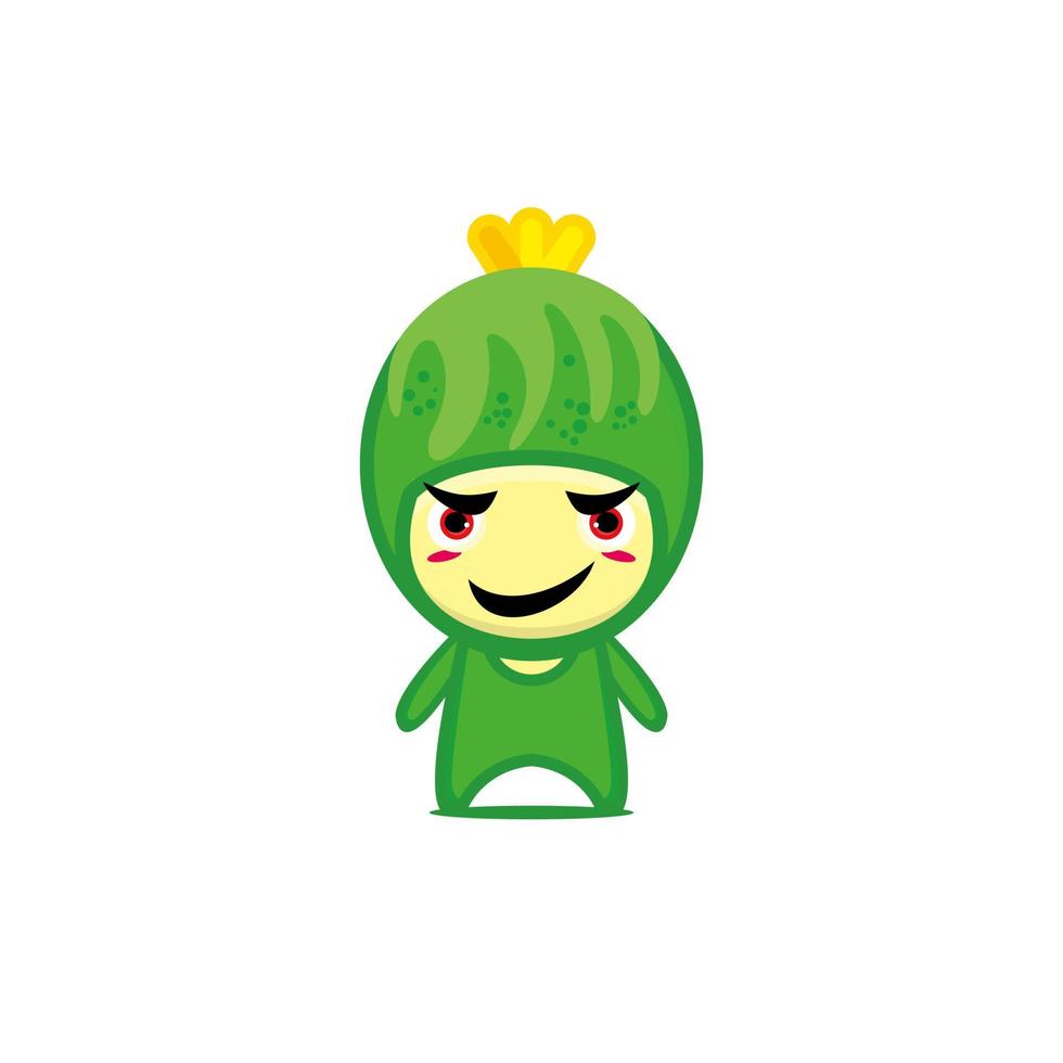 Cute smiling funny cucumber character. Vector kawaii vegetable character cartoon illustration. Isolated on white background