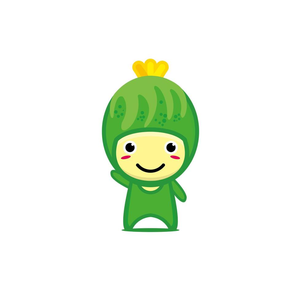 Cute smiling funny cucumber character. Vector kawaii vegetable character cartoon illustration. Isolated on white background