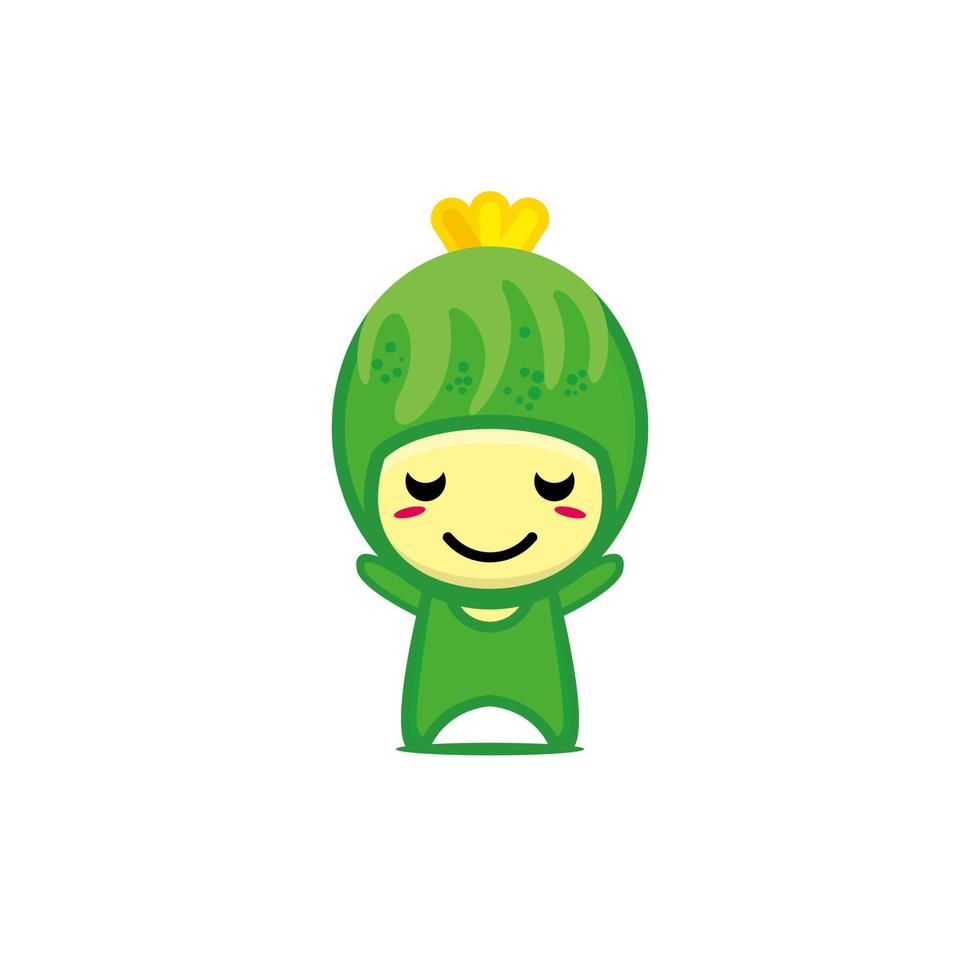 Cute smiling funny cucumber character. Vector kawaii vegetable character cartoon illustration. Isolated on white background