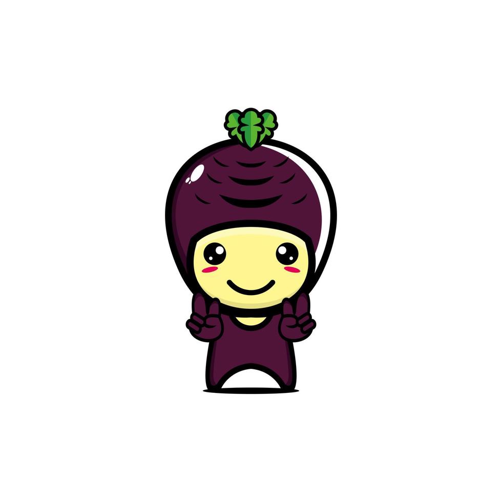 lindo y divertido personaje de yuca vegetal. Diseño plano del ejemplo del carácter del estilo del kawaii de la historieta del vector. aislado sobre fondo blanco vector