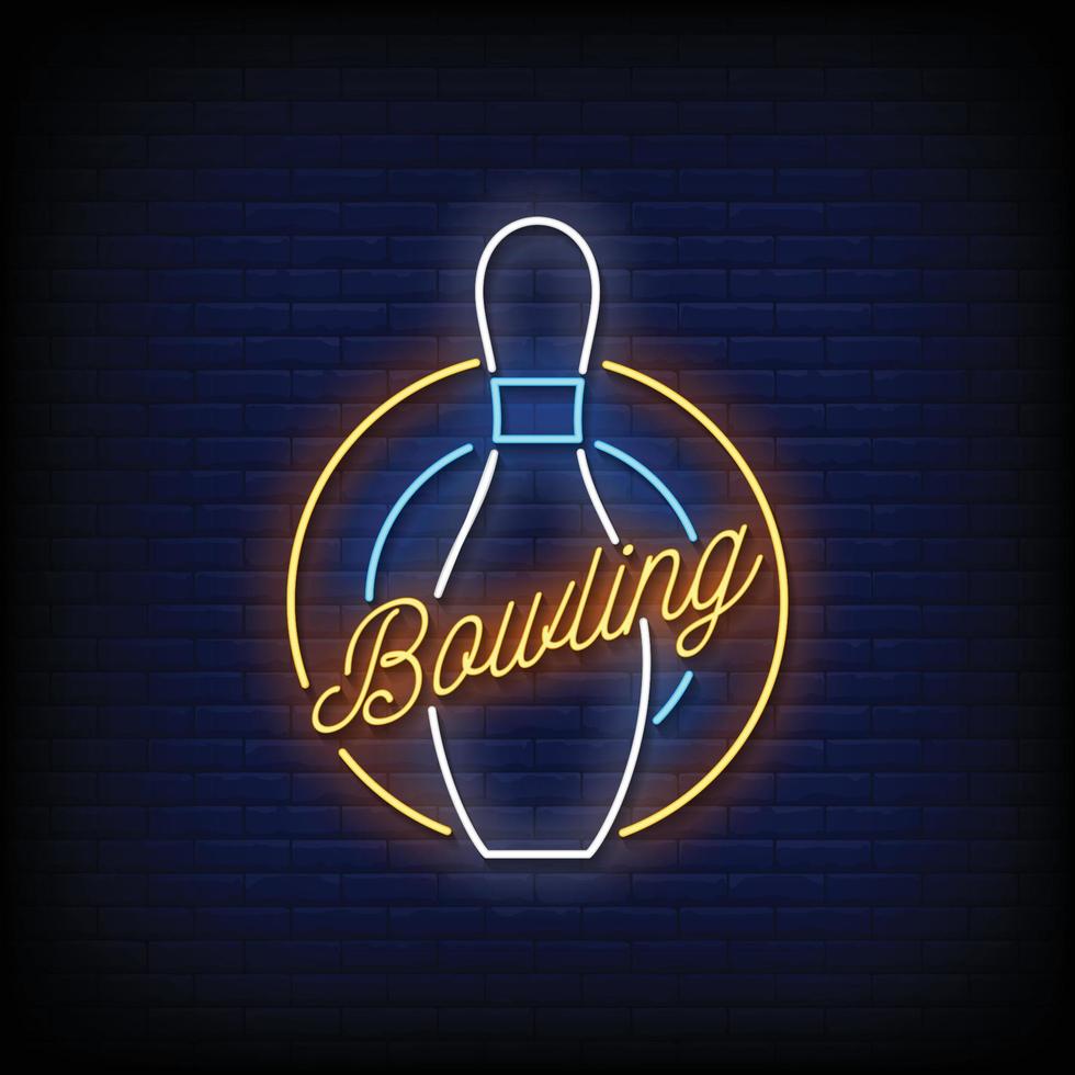 Bowling Neon Signs Style Text Vector