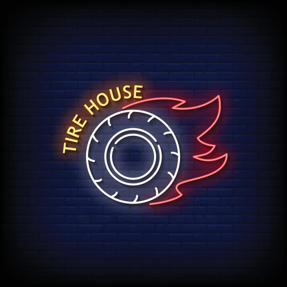 Tire House Neon Signs Style Text Vector