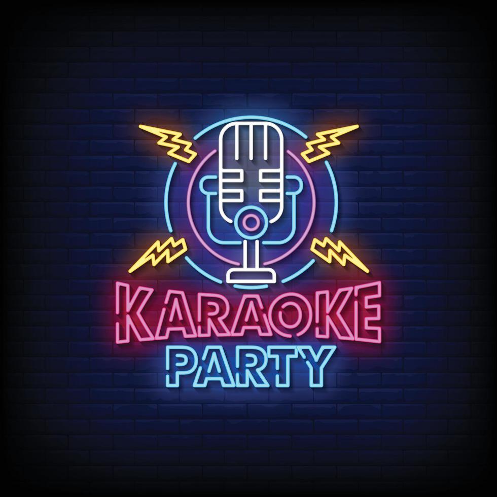 Karaoke Party Neon Signs Style Text Vector