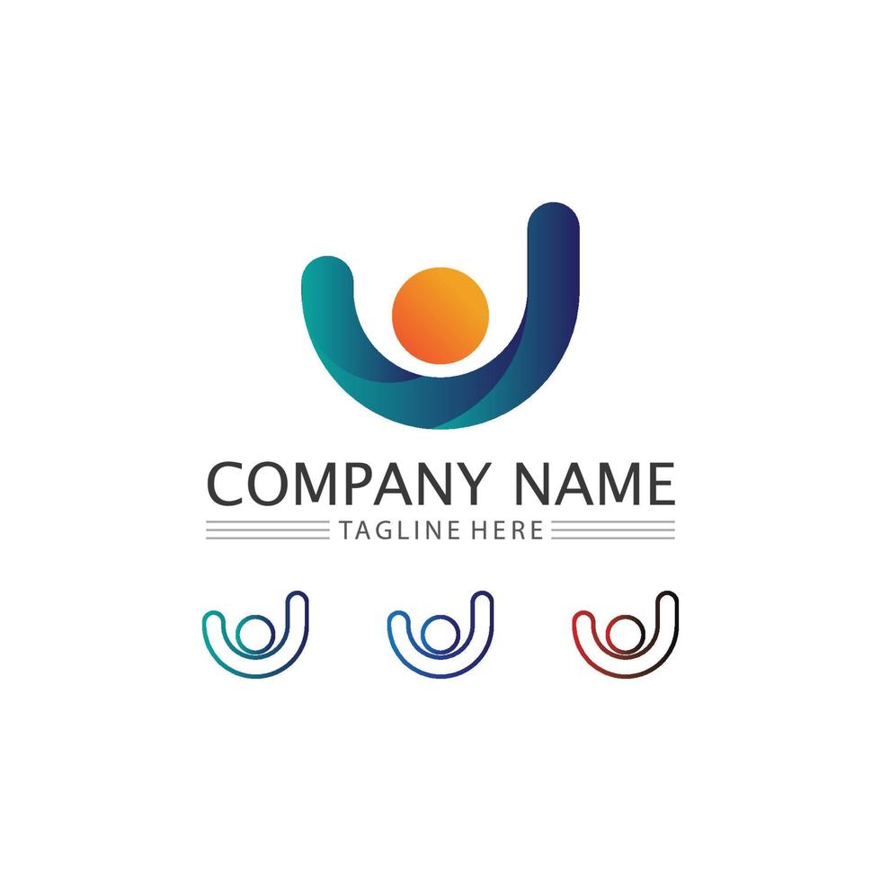 logotipo de personas, equipo, trabajo exitoso de personas, grupo y comunidad, logotipo de empresa y negocio de grupo y cuidado de diseño, icono familiar logotipo de éxito vector