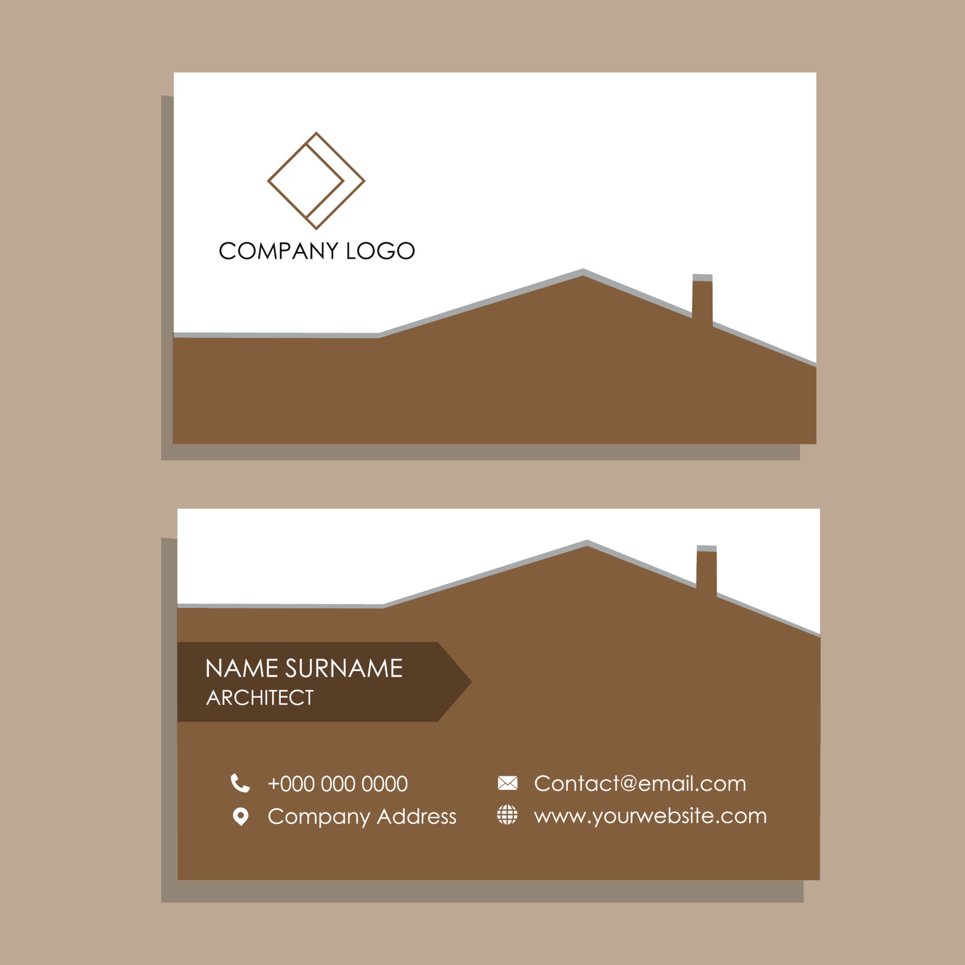 Architecture white business card with brown house design 3604438 Vector