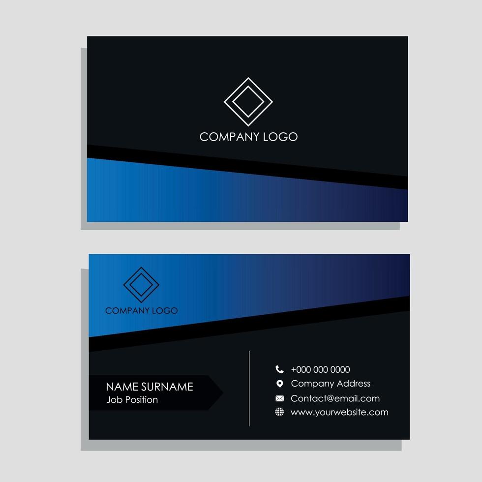 Black business card with blue diagonal stripe vector