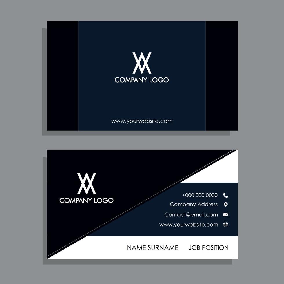 Elegant navy blue and white color business card vector