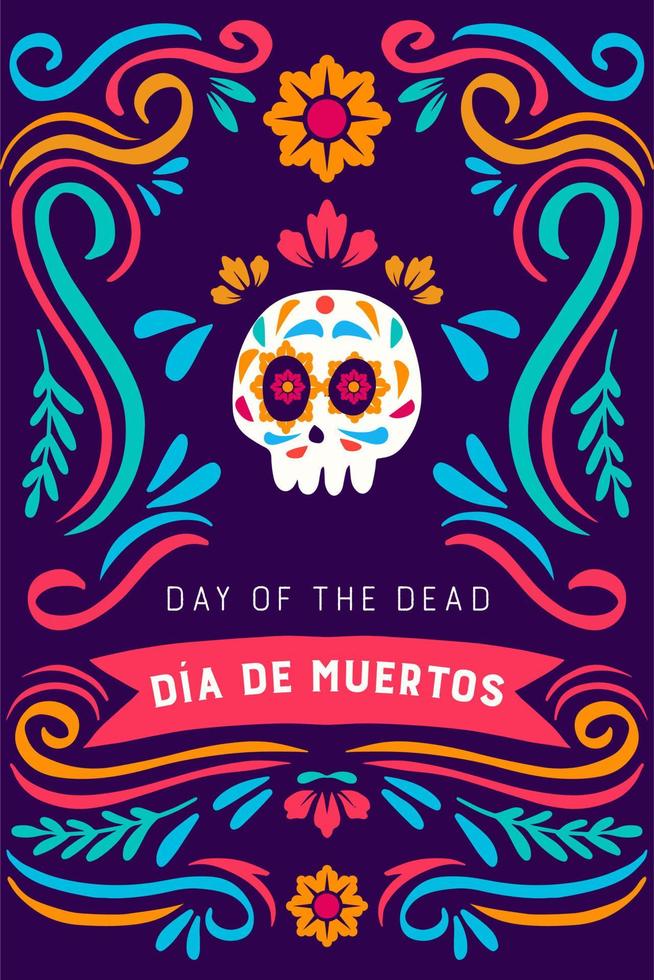 vertical dia de muertos background. day of the dead flat design illustration vector