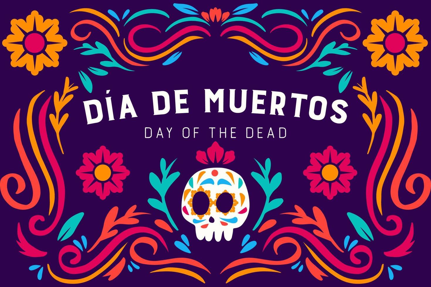 dia de muertos. day of the dead. with hand drawn skull vector